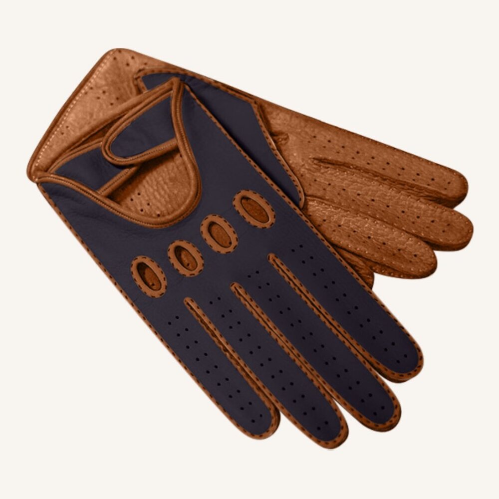 M.A.M.A. Women's Hand Gloves For Driving - Blue, Brown